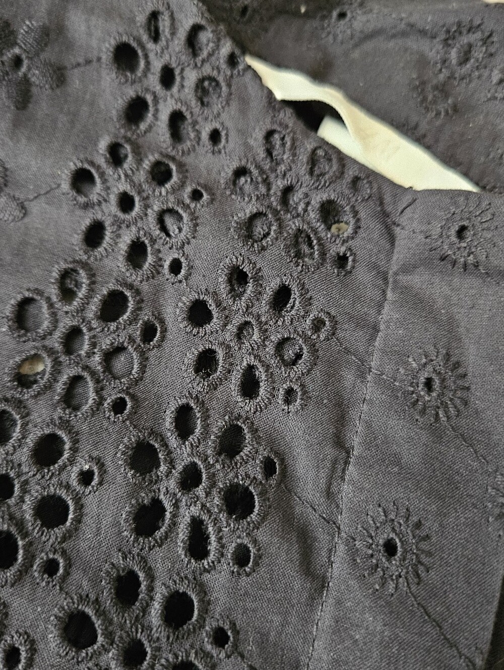 H&M Black Eyelet Top Size 4